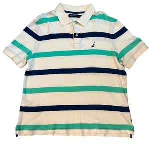 Nautica Polo Green and Blue Stripes